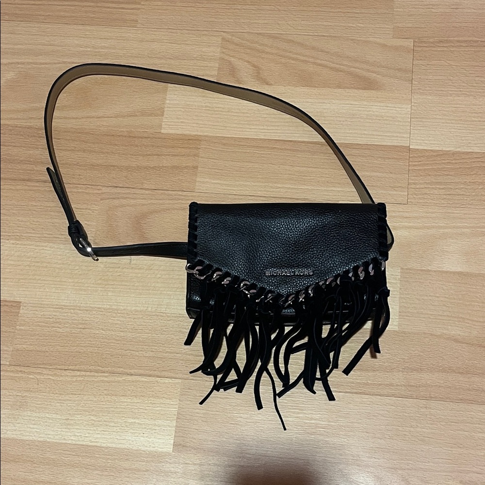 Black Fringe Belt Bag